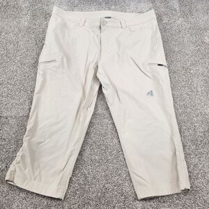 Eddie Bauer First Ascent Women's Capri Pants Size 14 Tan Hiking Outdoor FLAW